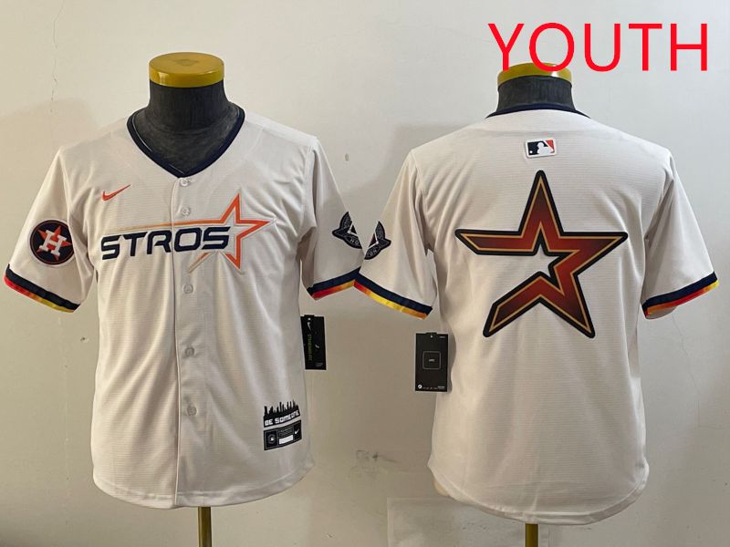 Youth Houston Astros Blank Cream three generations Joint Name 2025 Nike MLB Jersey style 41411->youth mlb jersey->Youth Jersey